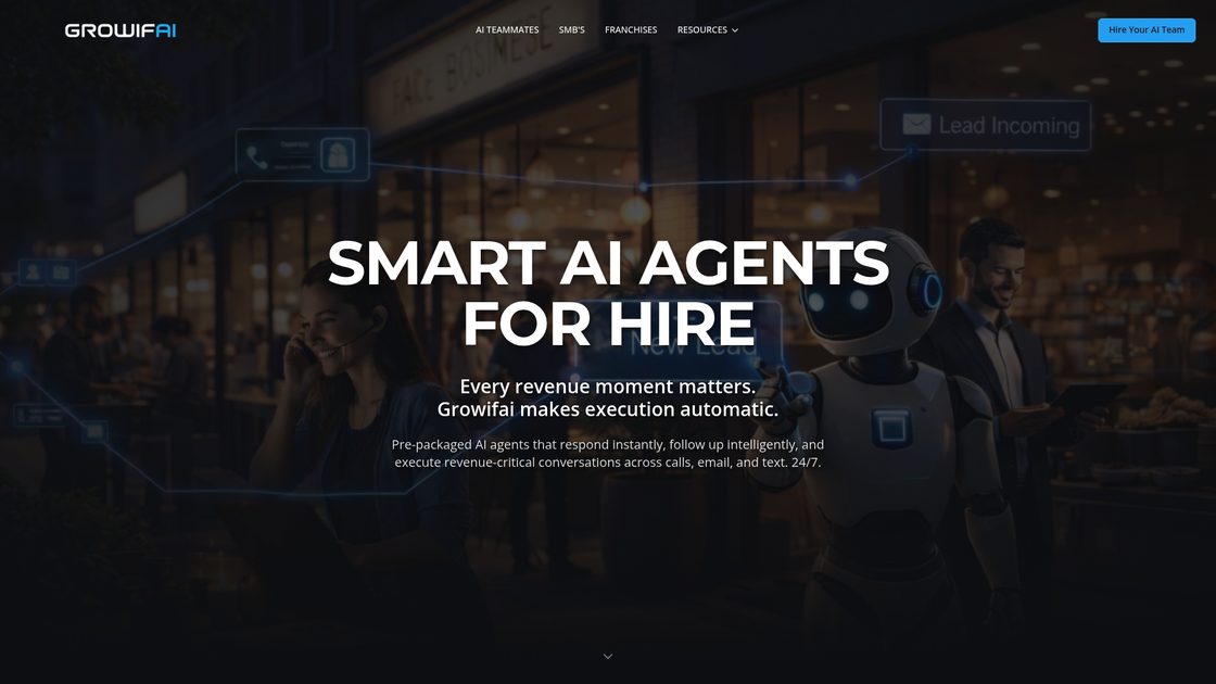 Growifai smart AI agents homepage